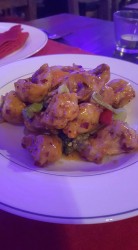 Crispy cod fillet with chilli and plum sauce