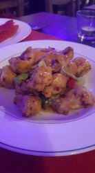 Crispy cod fillet with chilli and plum sauce