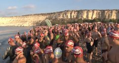 Swimmers waiting to start bay-to-bay